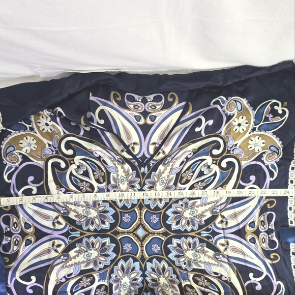 Michael Kors 100% SILK Women SZ L/XL Kaftan Top Blouse Blue Colorful Flowy Bold - Picture 11 of 12